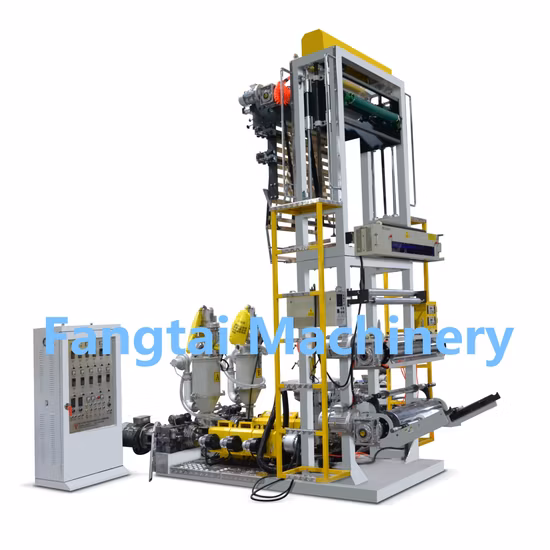 Taiwan Quality High Speed HDPE LDPE PE Poly Plastic Pbat PLA Biodegradable Dual-Screw Co-Extrusion 3-Layer Blown ABA Film Blowing and Making Extruder Machine