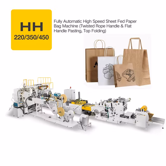 Линейная машина для изготовления бумажных пакетов с витой веревкой и плоскими ручками